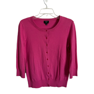 Talbots Vibrant Pink Button Up Cardigan Sweater Pima Cotton Women's Medium